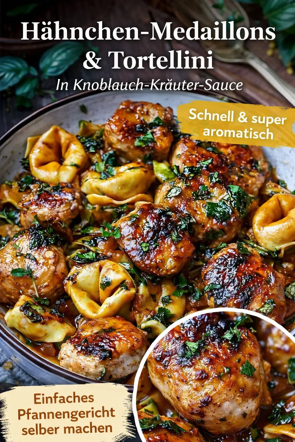 Herbstliches Hähnchen mit Tortellini: Schnell und Lecker für kalte Tage - Genieße die herbstlichen Aromen mit unserem wärmenden Hähnchen-Gericht! Diese köstliche Kombination aus saftigem Hähnchen, zarten Tortellini und geröstetem Gemüse wird dein Herz erwärmen und deinen Magen füllen. Perfekt für ein einfaches Abendessen an kalten Tagen. Probiere es aus und teile dein Ergebnis mit uns! #Hähnchenrezepte #Herbstküche #Tortellini