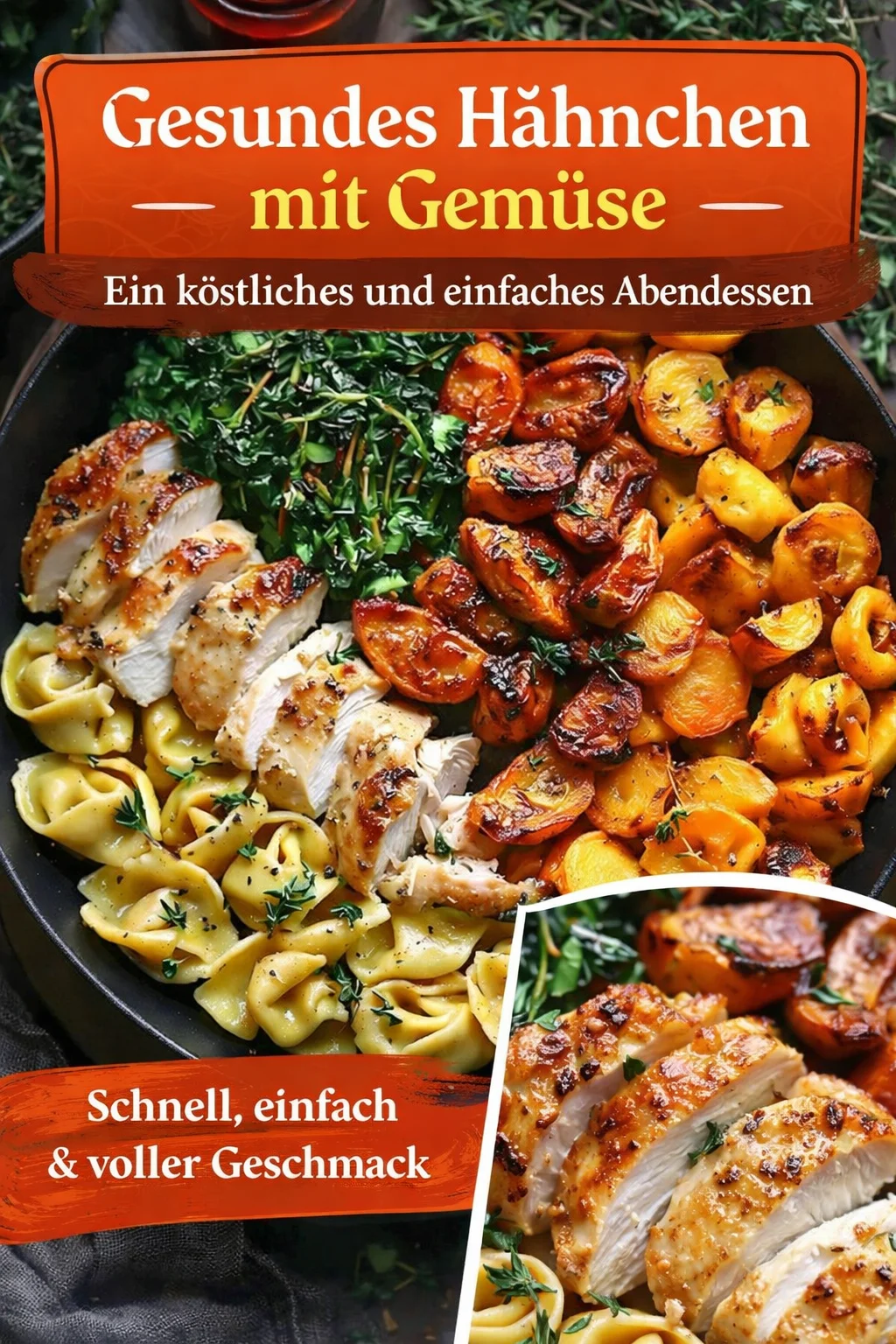 Herzhafter Genuss: Hähnchen mit Käse-Tortellini und Ofengemüse - Entdecke das perfekte Rezept für kuschelige Abende! Unser Hähnchen mit Käse-Tortellini und aromatischem Ofengemüse ist nicht nur köstlich, sondern auch einfach zuzubereiten. Ideal für die kühlere Jahreszeit, wird dieses Gericht eure Sinne verzaubern. Probiere es jetzt aus und bringe die ganze Familie zum Staunen! #Hähnchen #Tortellini #Ofengemüse