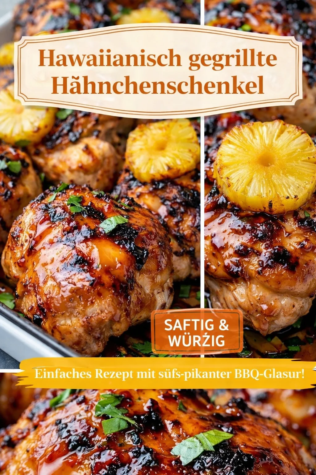 Huli Huli Hähnchen: Ein einfaches Rezept für dein nächstes Dinner - Entdecke das köstliche Huli Huli Hähnchen, das dich direkt nach Hawaii entführt. Diese einfache Marinade aus Ananassaft und Sojasauce verleiht dem Hähnchen ein traumhaftes Aroma, perfekt für dein Abendessen. Mit nur wenigen Zutaten zauberst du ein besonderes Gericht, das deine Gäste begeistern wird. Probiere es aus und lasse dich von diesem Geschmackserlebnis überraschen! #HuliHuli #Hähnchenrezept #DinnerInspiration