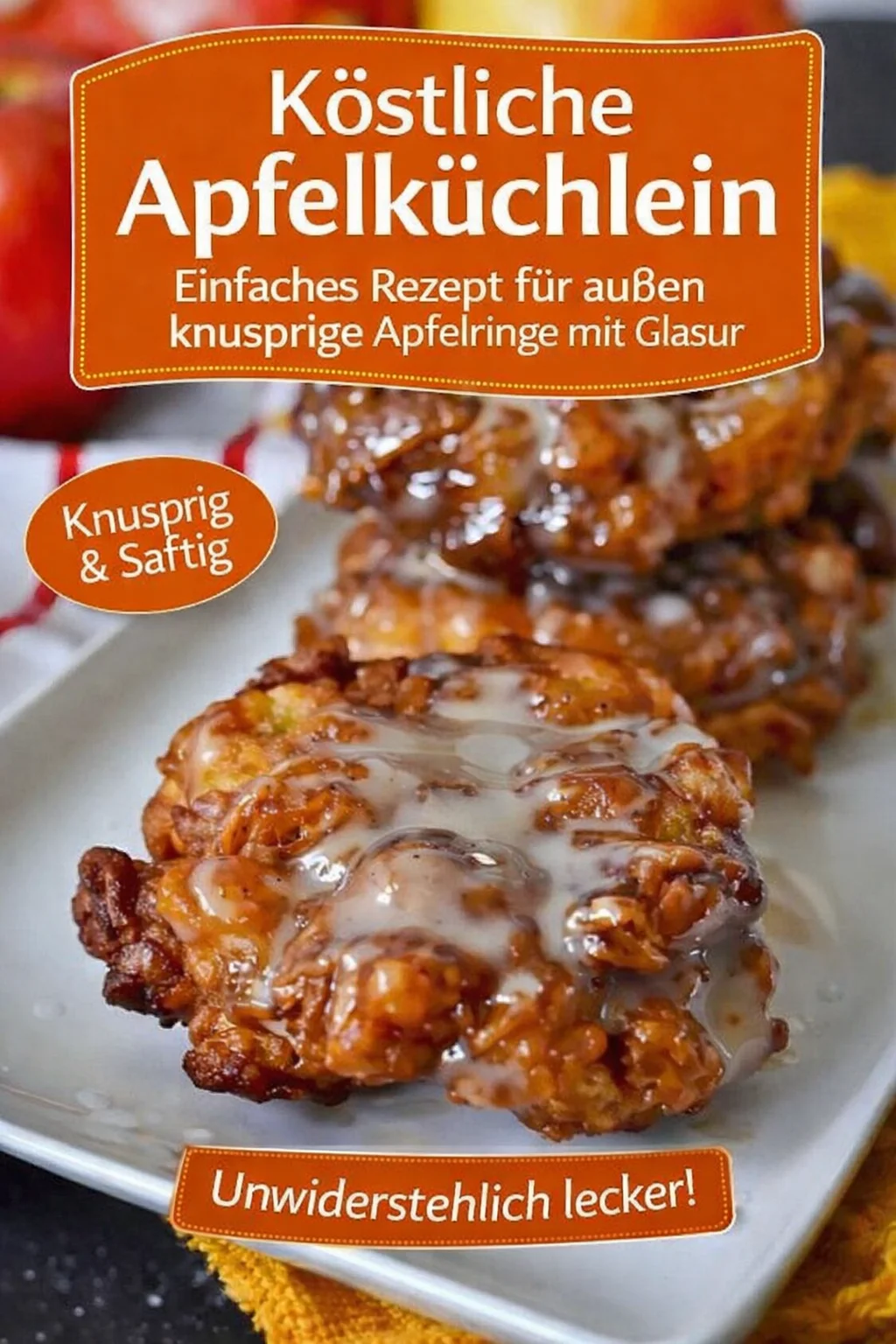 Süße Apfelküchle: Warm, knusprig und einfach unwiderstehlich! - Hast du Lust auf etwas Süßes, das warm und knusprig ist? Dann probiere unsere köstlichen Apfelküchle! Diese goldbraunen Leckerbissen sind perfekt für den kleinen Hunger und harmonieren hervorragend mit Vanilleeis oder Zimt-Sahne. Lass dir dieses Rezept nicht entgehen und verwöhne dich und deine Liebsten! Teile dein Ergebnis mit uns! #Apfelküchle #SüßesRezept #BackenMitLiebe