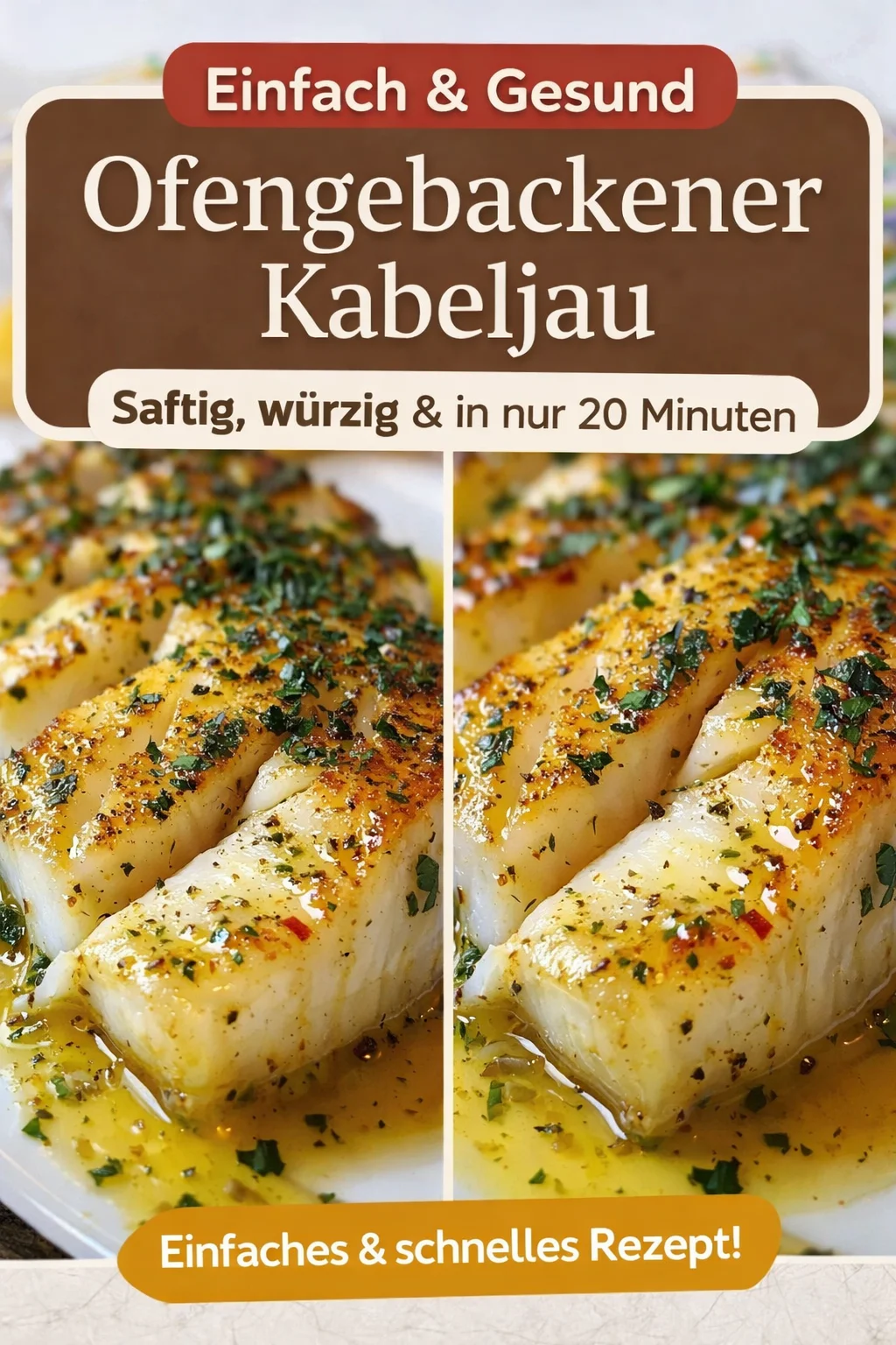 Schnell & Lecker: Goldbraun gebratener Kabeljau mit Kräuterbuttersoße - Lust auf ein einfaches, köstliches Gericht? Dieses Rezept für goldbraun gebratenen Kabeljau mit Kräuterbuttersoße ist genau das, was du brauchst! Schnell zuzubereiten und ideal für ein leckeres Abendessen. Probiere es aus und überrasche deine Familie oder Freunde! Teile deine Ergebnisse mit uns! #Kabeljau #SchnelleRezepte #Abendessenideen