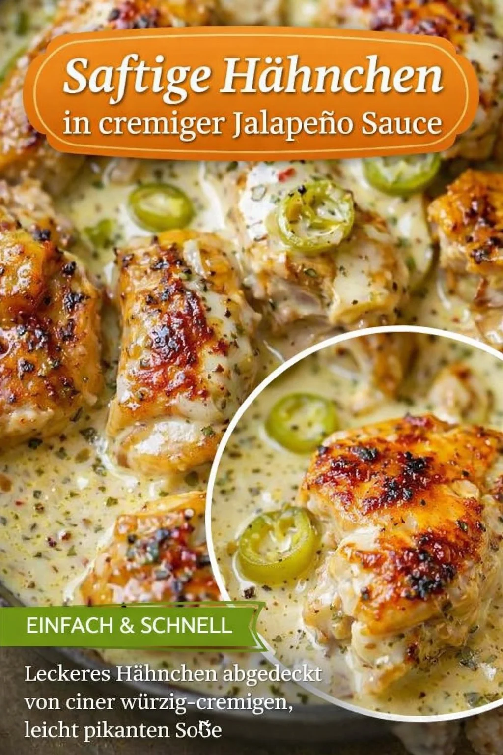 Schnelle cremige Hähnchen Pfanne für den perfekten Feierabend - Lust auf ein schnelles, köstliches Gericht? Diese cremige Hähnchen Pfanne ist einfach zuzubereiten und macht glücklich! Sie kombiniert zarte Hähnchenbrust mit sahniger Sauce, frischen Kräutern und würzigen Pepperoncinis. Ideal für ein schnelles Abendessen nach einem langen Tag. Probiere es heute aus und genieße ein schnelles, leckeres Mahl! #SchnelleRezepte #HähnchenPfanne #CremigesEssen