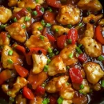 Schwarzer Pfeffer Hähnchen mit würziger Marinade und frischen Kräutern.