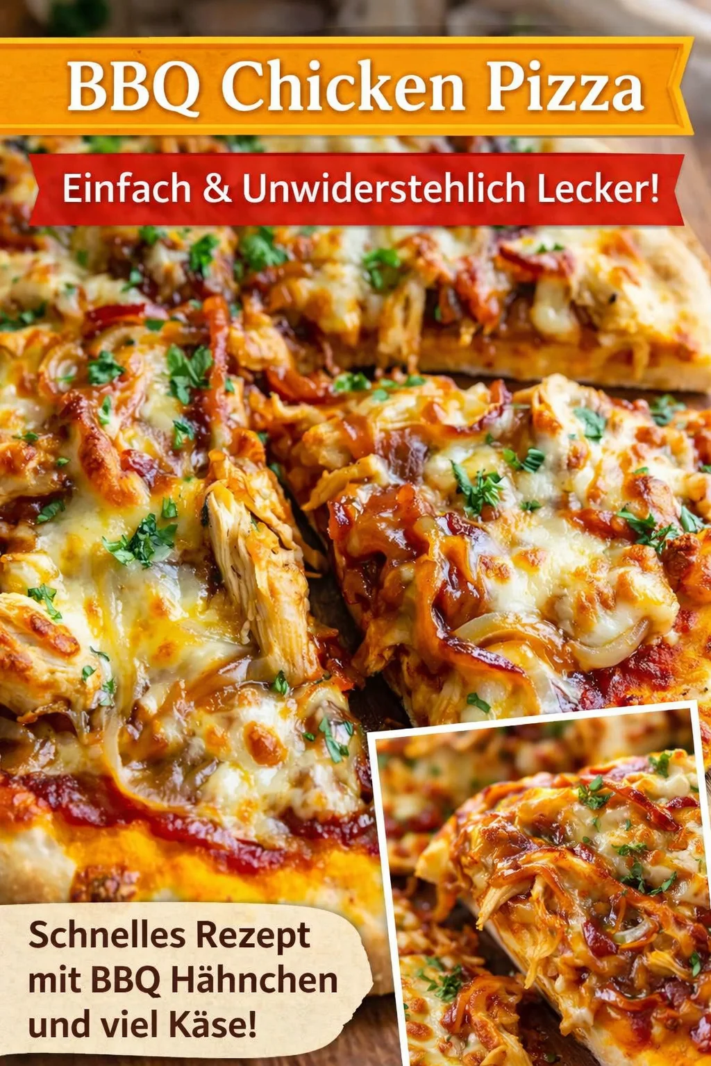 Unwiderstehliche BBQ-Pizza: Dein neues Lieblingsrezept für den Grillabend! - Verwandle deinen nächsten Grillabend mit dieser köstlichen BBQ-Pizza! Mit knusprigem Teig, rauchiger Soße, saftigem Hähnchen und schmelzendem Käse ist dieses Rezept einfach unwiderstehlich. Perfekt für Sommerabende oder dein nächstes Abendessen! Probiere es jetzt aus und teile deine Kreationen! #BBQPizza #Grillrezepte #PizzaLover
