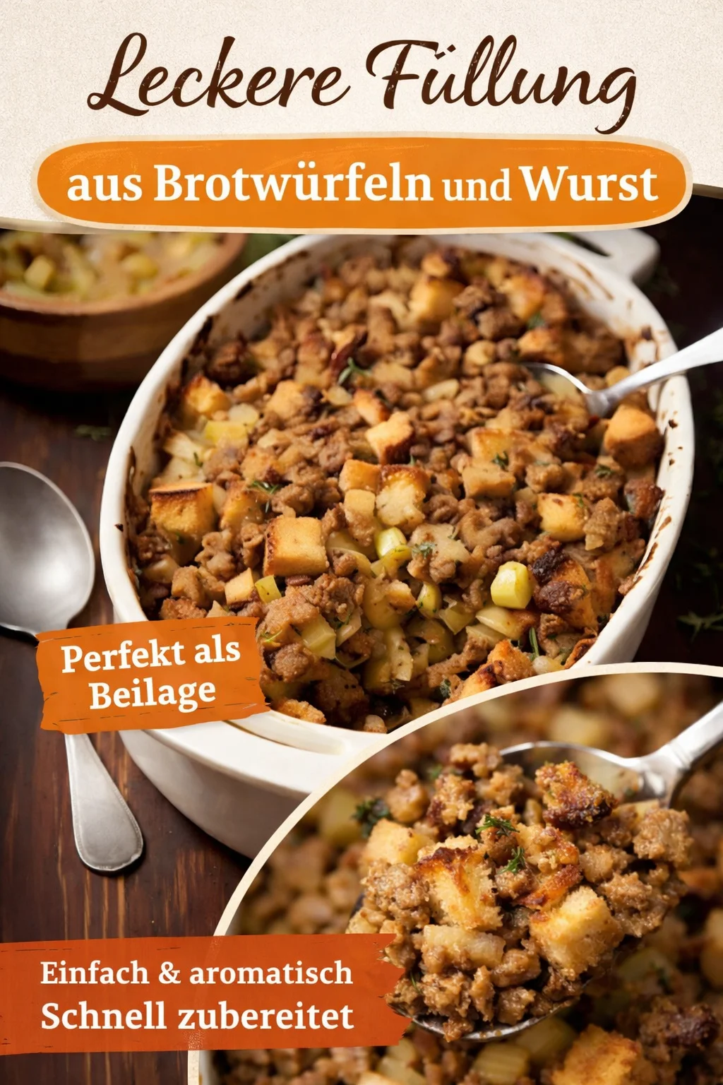 Verführerische Apfel-Wurst-Füllung für das perfekte Dinner - Entdecke unser köstliches Rezept für Apfel-Wurst-Füllung, das garantiert für Begeisterung am Esstisch sorgt! Die Kombination aus süßen Äpfeln und würziger Wurst ist ein echter Genuss und ideal für Familienzusammenkünfte. Probiere es heute noch aus - deine Lieben werden es lieben! #ApfelWurstFüllung #Familienessen #Hausmannskost