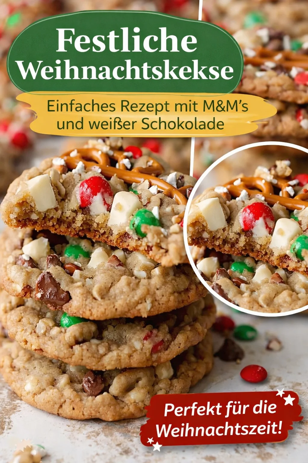 Verführerische Weihnachtskekse: Ein Rezept für die ganze Familie - Duftende Weihnachtskekse warten auf dich! Hol dir das Rezept für unsere köstlichen Kekse, die mit Schokolade, Nüssen und festlichen Mini M&Ms gefüllt sind. Ideal für die Feiertage und perfekt zum Verschenken oder für die eigene Kaffeetafel. Lass dich von den Aromen verführen! Probiere es jetzt aus und backe deine eigenen Lieblingskekse! #Weihnachtskekse #Backen #Rezept