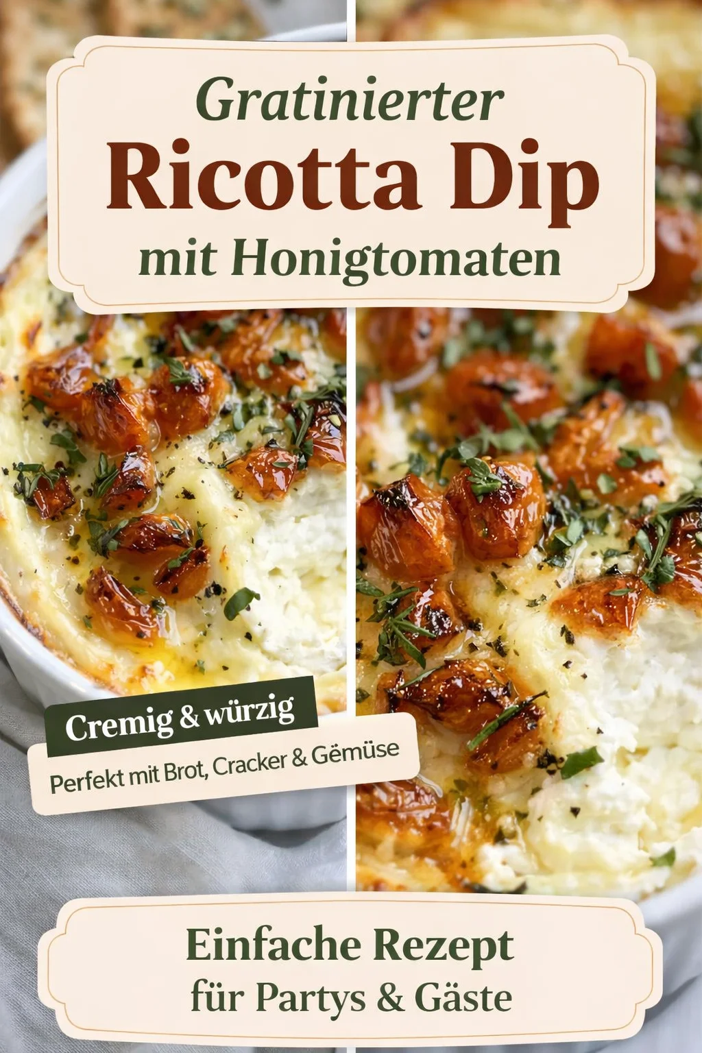 Verführerischer gebackener Ziegenkäse-Dip – Der perfekte Snack! - Entdecke den köstlichen gebackenen Ziegenkäse-Dip! Cremig, warm und mit einem fruchtig-würzigen Topping, dieser Dip ist ideal für dein nächstes Treffen. Die Kombination aus Ziegenkäse, frischen Paprika und Cherrytomaten macht jeden Biss zum Genuss. Probiere es aus und bringe deine Party auf das nächste Level! Teile deine Kreationen mit uns! #ZiegenkäseDip #SnackIdeen #Partyrezepte
