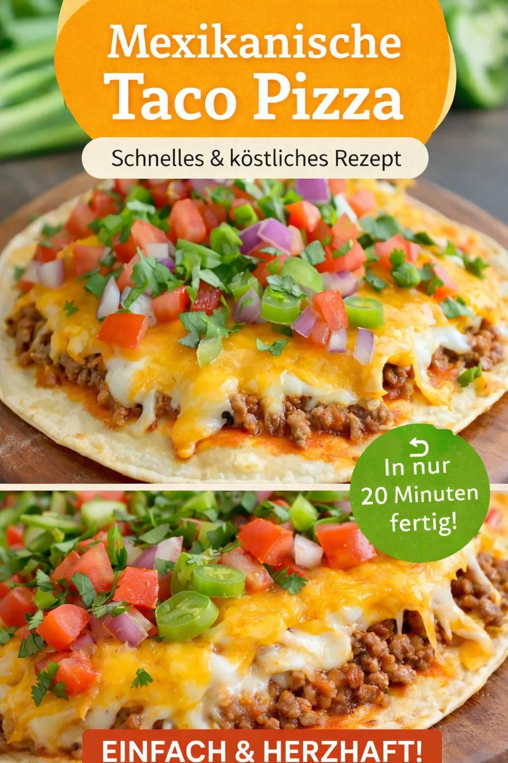 Verwandle dein Abendessen mit dieser leckeren Mexikanischen Pizza - Bist du bereit für ein köstliches Geschmackserlebnis? Diese Mexikanische Pizza wird nicht nur dein Abendessen revolutionieren, sondern auch deine Familie begeistern! Mit tortilla-basiertem Teig, würzigem Hackfleisch und frischen Toppings ist sie ideal für gesellige Abende oder ein schnelles Essen. Probiere es noch heute aus! #MexikanischePizza #Kochen #EssenLiebe
