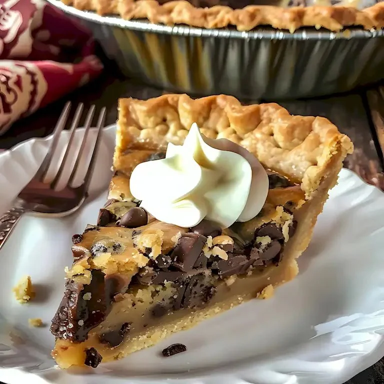 Vintage Toll House Schokoladenkekskuchen mit Schokoladenstückchen auf einem Teller