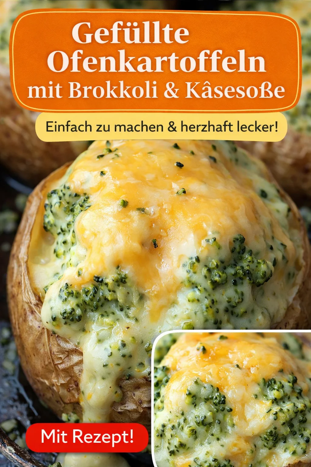 Überbackene Kartoffeln mit Herz: Cremige Brokkoli Käse Sauce - Lust auf ein herzhaftes Gericht, das von innen wärmt? Probiere diese überbackenen Kartoffeln mit einer unwiderstehlichen, cremigen Brokkoli Käse Sauce! Ideal für kalte Tage und einfach zuzubereiten. Perfekt als Hauptgericht oder als Beilage. Lass dir dieses Glück auf dem Teller nicht entgehen! Koche jetzt und genieße! #Kartoffeln #Brokkoli #Überbacken