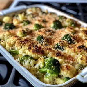 Gericht mit Blumenkohl und Brokkoli-Rauke auf einem Teller angerichtet.