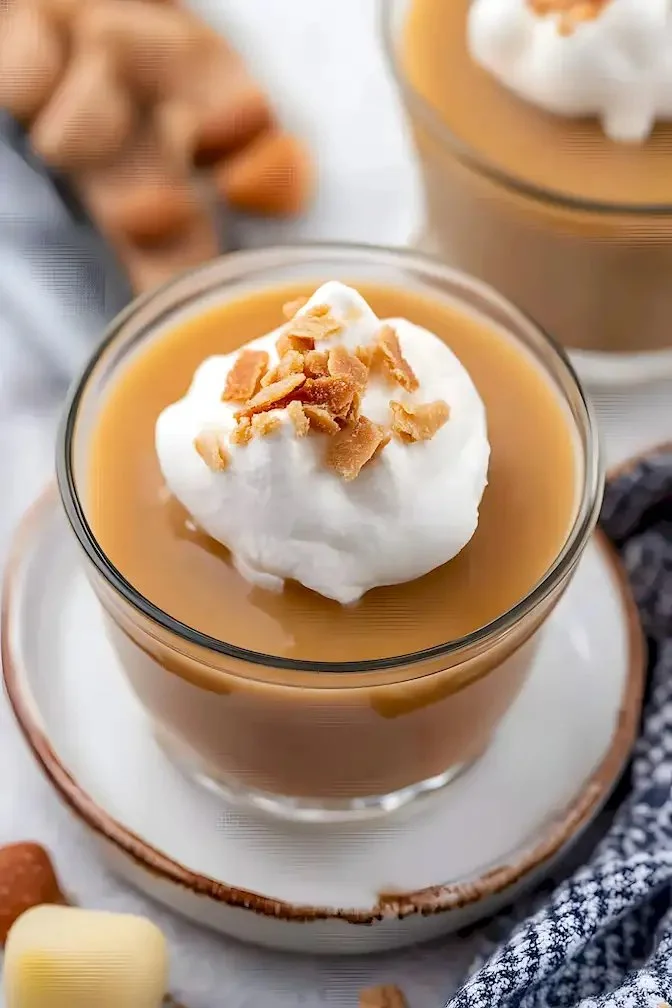 Leckeres Butterkekse-Pudding Dessert in einer Schüssel serviert