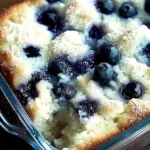 Buttermilch-Blauerbeeren-Kuchen auf einem Teller mit frischen Beeren