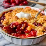 Leckerer Cherry-Klassiker-Schnellkuchen auf einem Teller mit Kirschen