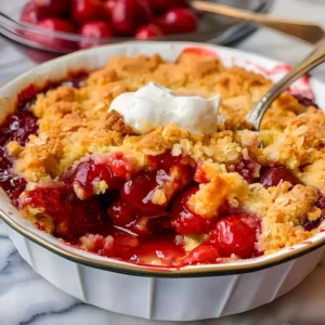 Leckerer Cherry-Klassiker-Schnellkuchen auf einem Teller mit Kirschen