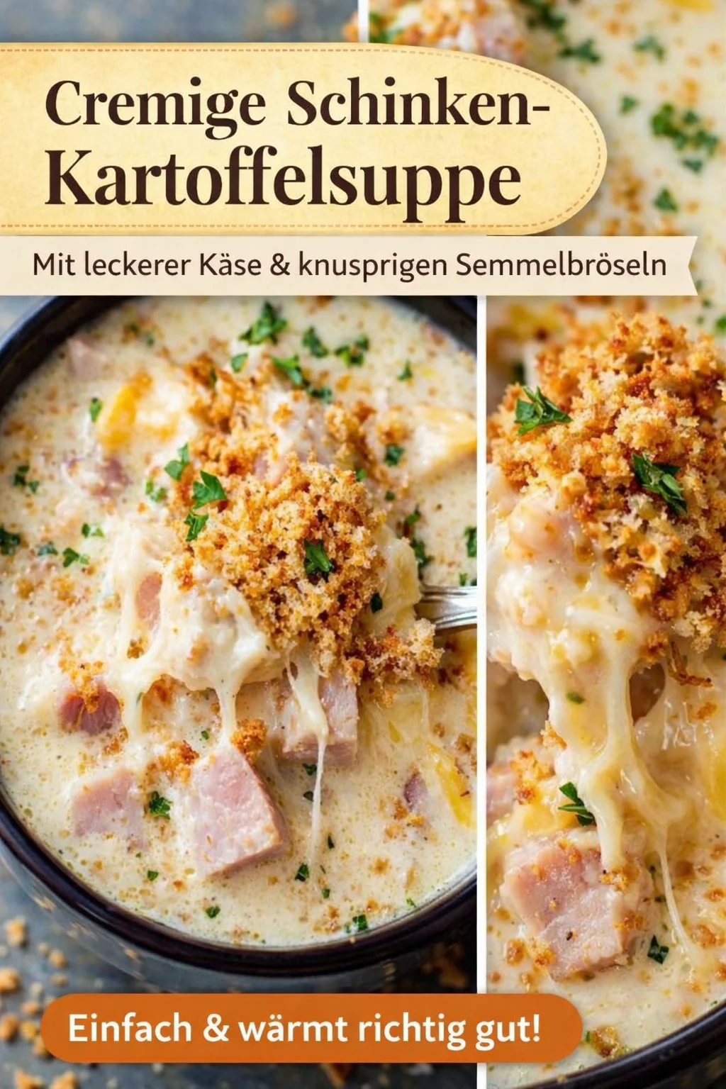 Cremige Hähnchen Cordon Bleu Suppe für kalte Tage - Suchst du nach einem wohltuenden Rezept, das deine Geschmacksknospen verwöhnt? Probiere diese cremige Hähnchen Cordon Bleu Suppe! Mit saftigem Hähnchen, würzigem Schinken und geschmolzenem Käse ist diese Suppe der perfekte Begleiter für kalte Tage. Einfach zuzubereiten und super lecker! Lass dir dieses warme Gericht nicht entgehen und teile deine Kreation! #HähnchenSuppe #CordonBleu #SuppeGenuss