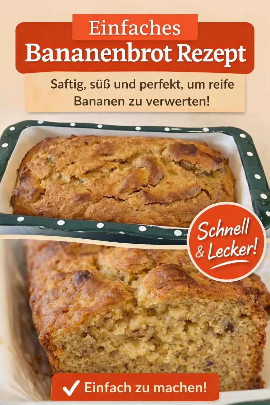 Das beste Rezept für saftiges Bananenbrot aus überreifen Bananen - Verwandle überreife Bananen in ein köstliches Bananenbrot! Dieses Rezept ist nicht nur einfach, sondern auch perfekt für Naschkatzen. Schmeiß nichts weg – nutze es, um deine Familie und Freunde zu überraschen. Probiere es heute noch aus! #Bananenbrot #Backen #Rezept