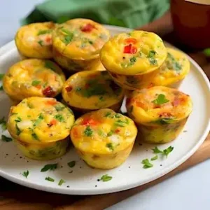 Leckere Ei-Muffins auf einem Teller, ideal für Frühstück oder Snack.