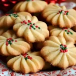 Leckere Butterkekse auf einem Teller, frisch gebacken und verziert