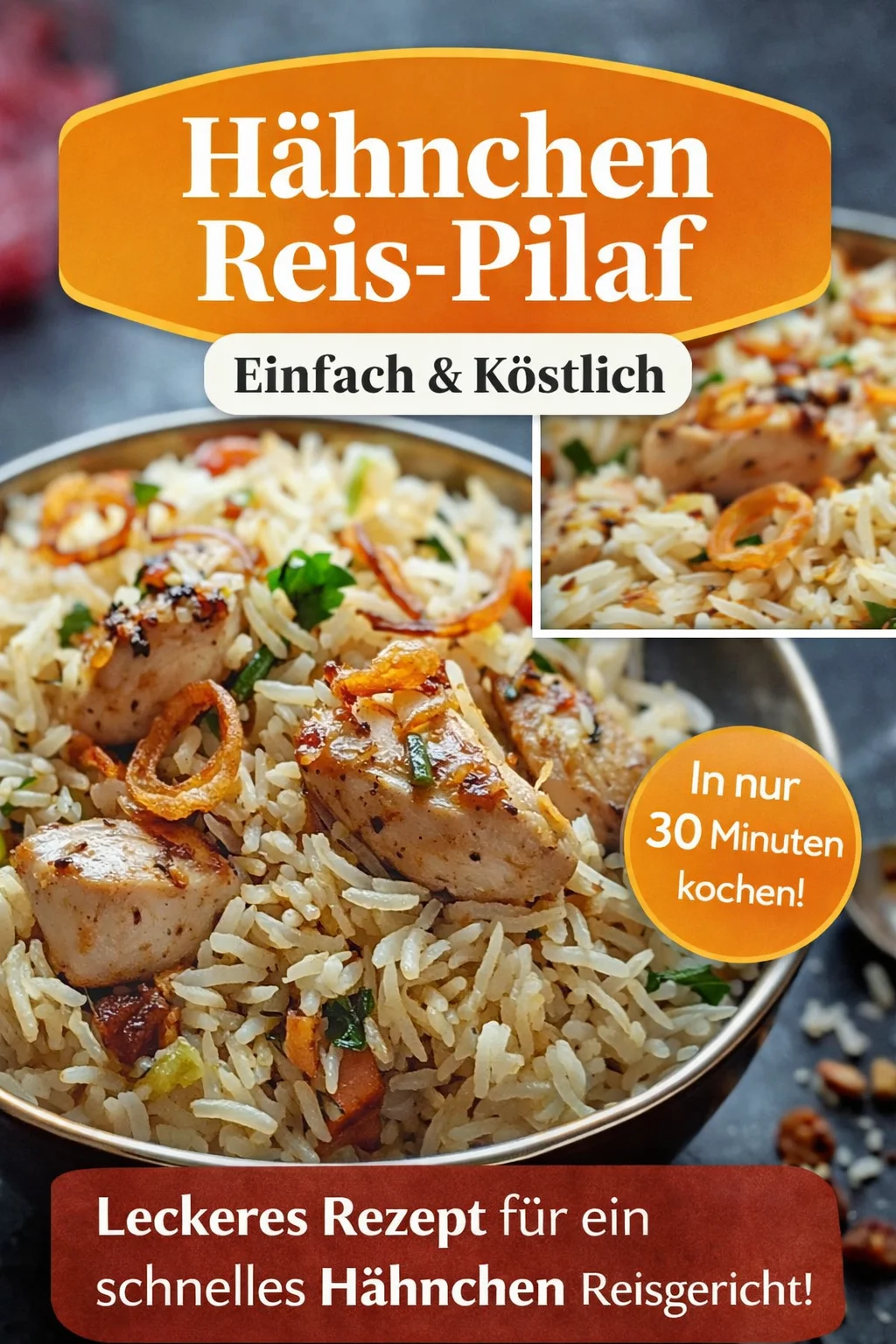 Genieße das exotische Aroma eines einfachen Hähnchen Pulao - Hast du Lust auf ein einfaches und aromatisches Gericht? Probiere unser köstliches Hähnchen Pulao! Dieses Eintopfgericht überzeugt durch seinen einzigartigen Geschmack und ist im Handumdrehen zubereitet. Perfekt für ein schnelles Abendessen, das deine Sinne verführt! Lass dir dieses Rezept nicht entgehen und bring Frische und Geschmack auf den Tisch! Klicke jetzt auf das Rezept! #HähnchenPulao #Rezeptideen #EinfacheGerichte