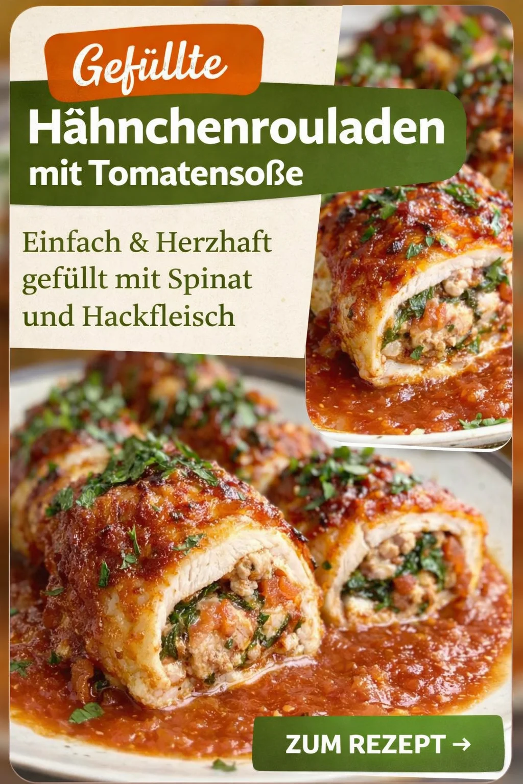 Genieße Italien mit saftigen Hähnchen Braciole – Ein Rezept für wahre Gaumenfreuden! - Hast du Lust auf ein Gericht, das dir das Gefühl von einem italienischen Urlaub verleiht? Dieses saftige Hähnchen Braciole ist die perfekte Wahl! Zartes Hähnchen, gefüllt mit einer köstlichen Mischung aus Parmesan, Knoblauch und Pancetta, sorgt für puren Genuss. Probiere dieses Rezept aus und bring ein Stück Italien auf deinen Tisch! Mach mit und teile deine Kreationen! #HähnchenBraciole #ItalienischesEssen #LeckereRezepte