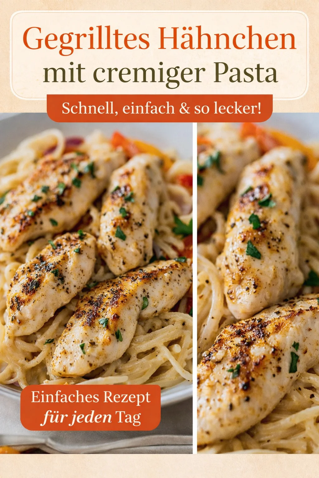 Genieße Lebensfreude mit meinem unwiderstehlichen Hühnchen Scampi-Rezept - Lust auf ein italienisches Gericht, das den Urlaub auf den Teller bringt? Probiere mein köstliches Hühnchen Scampi! Mit zarter Hühnchenbrust, bunten Paprika und einer cremigen Sauce verwöhnst du nicht nur deinen Gaumen. Perfekt für ein schnelles Abendessen oder ein geselliges Beisammensein. Lass dich inspirieren und koche jetzt! #Hühnchen #Scampi #PastaLiebe