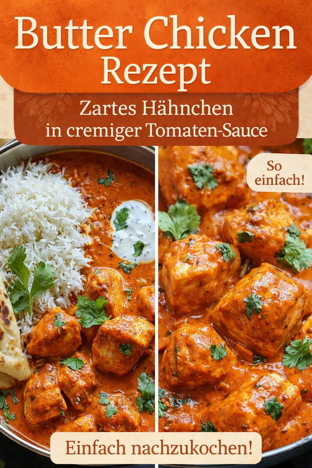 Genussvolles Hähnchen Tikka Masala: Der perfekte Abendessen-Leckerbissen! - Entdecke die aromatische Welt des Hähnchen Tikka Masala! Dieses cremige und würzige Gericht ist der ideale Begleiter für entspannte Abende mit Freunden oder Familie. Mit zartem Hähnchen, duftenden Gewürzen und feinen Tomaten wird es zum Highlight deines Dinners. Lass dir diesen Genuss nicht entgehen! Klicke jetzt für das vollständige Rezept! #HähnchenTikkaMasala #IndischKochen #DinnerIdeen