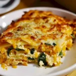 Gesunde Butternuss-Kürbis-Lasagne mit frischen Zutaten und Käse überbacken