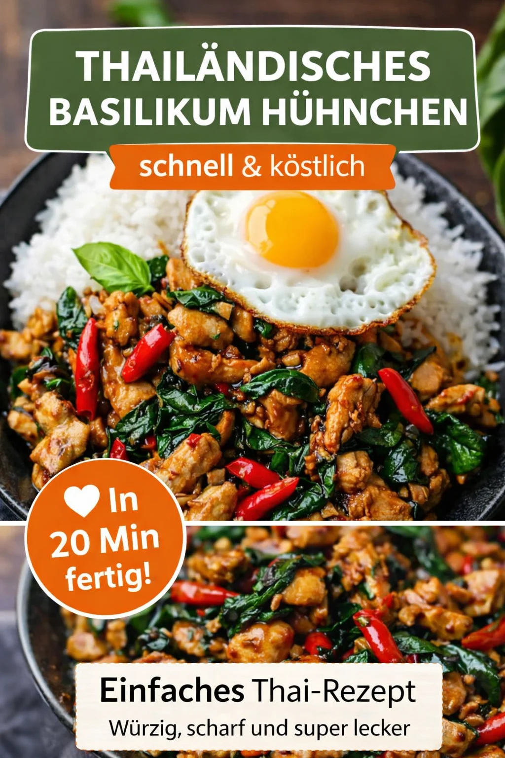 Hähnchen mit Thai Basilikum: Schnelles, leckeres Rezept für jeden Tag - Entdecke mein schnelles Rezept für Hähnchen mit Thai Basilikum – perfekt für hektische Tage! Dieses Rezept bringt den authentischen thailändischen Geschmack direkt in deine Küche. Genießen Sie saftiges Hähnchenhackfleisch, würzige Chilis und aromatisches Basilikum. Ideal für ein schnelles Abendessen, das die ganze Familie lieben wird! Probiere es aus und teile deine Kreation! #ThaiKüche #SchnelleRezepte #Hähnchen