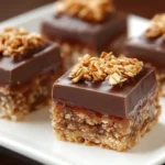 Leckere Haferflockenschnitten auf einem Teller serviert.