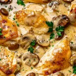 Hähnchen-Knoblauch-Pilz-Sauce für ein gemütliches Abendessen