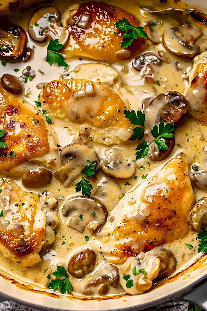 Hähnchen-Knoblauch-Pilz-Sauce für ein gemütliches Abendessen