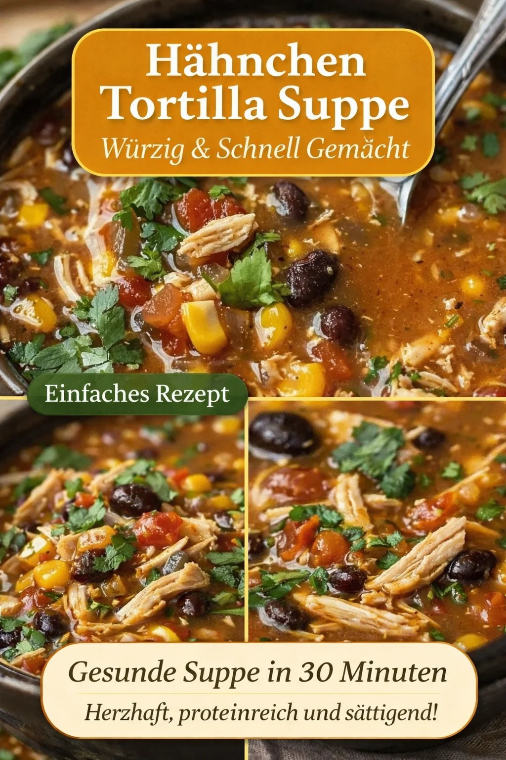 Herzhafte Hühnchen-Enchilada-Suppe für gemütliche Abende - Hast du Lust auf eine wärmende, köstliche Mahlzeit? Probiere diese Hühnchen-Enchilada-Suppe! Mit einfachen Zutaten und einer unkomplizierten Zubereitung bringst du große Aromen auf den Tisch. Ideal für kalte Tage und perfekt zum Teilen mit Freunden oder Familie. Koche jetzt und lass es dir schmecken! #HühnchenEnchilada #Suppe #EinfachKochen