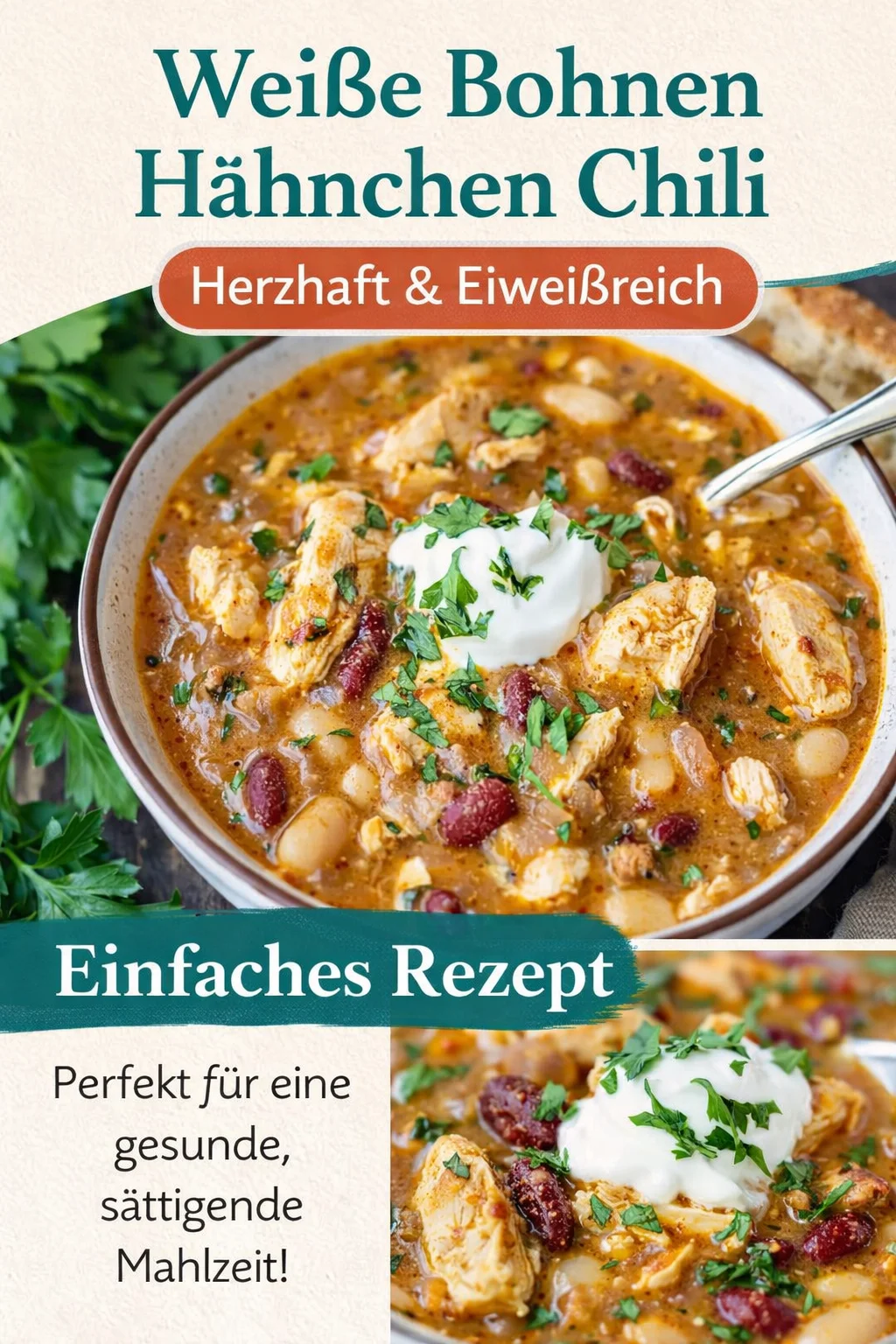 Herzhaftes Cajun Hühnchen Chili: Ein cremiges Wohlfühlessen - Du suchst nach einem neuen, herzerwärmenden Gericht? Probiere dieses Cajun Hühnchen Chili! Mit cremigem Geschmack, zarter Hühnerbrust und würziger Wurst ist es perfekt für jede Gelegenheit. Koche es noch heute und überrasche deine Familie mit dieser köstlichen, rustikalen Neuinterpretation des klassischen Chilis! Lass es dir nicht entgehen! #CajunChili #HühnchenRezept #EintopfRezepte