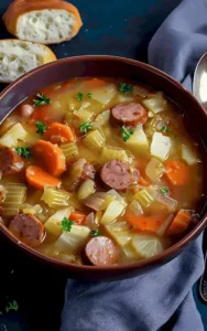 Eine leckere Schüssel Kabelsau-Suppe mit frischen Zutaten