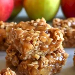 Karamell-Apfel-Haferflocken-Riegel auf einem Teller