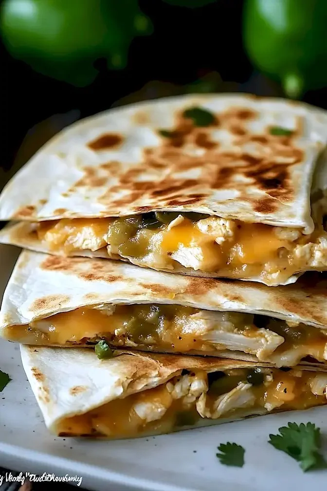 Käse-Hähnchen-Quesadillas mit schmelzendem Käse und gewürztem Hähnchenfleisch