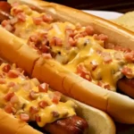 Käse-Rotel-Hot-Dogs als schnelle Abendmahlzeit serviert