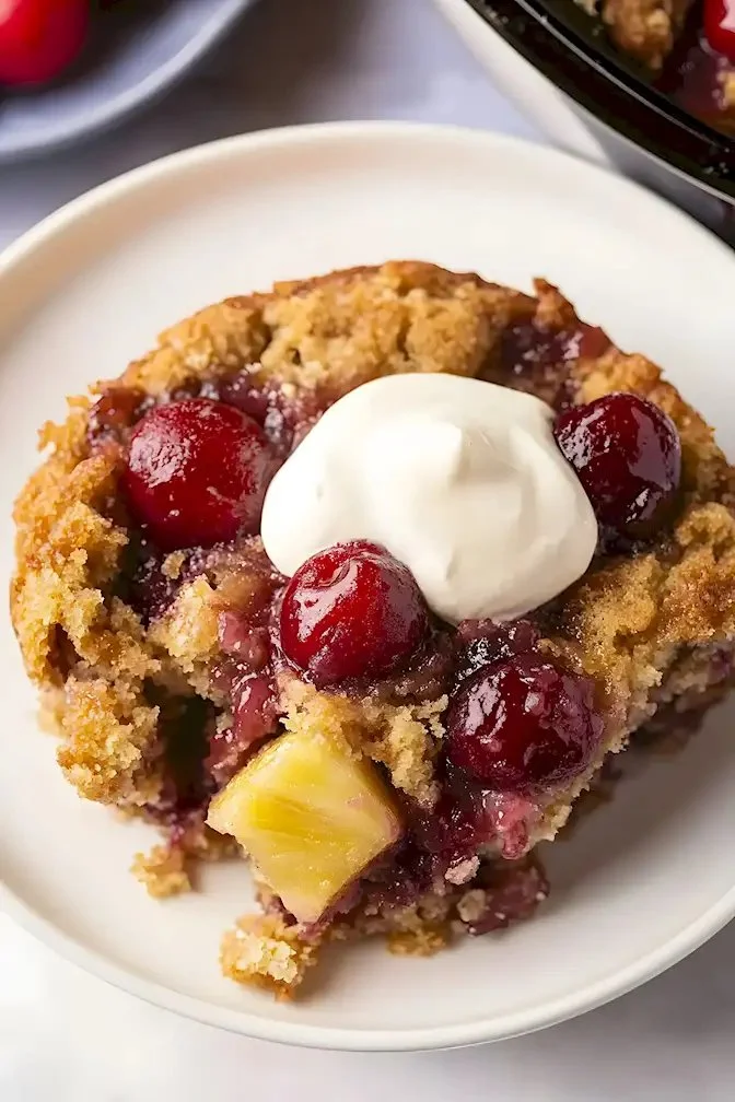 Kirsche-Ananas-Dump-Kuchen für sommerliche Feiern.