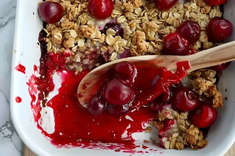 Delicious Kirschen-Crisp dessert with fresh cherries and crispy topping