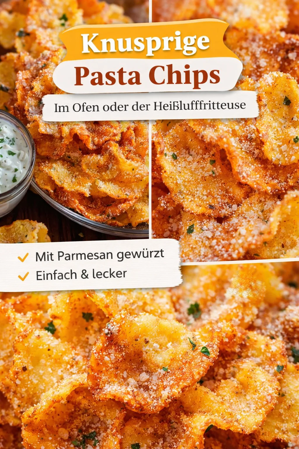 Knusprige Airfryer Pasta-Chips: Der perfekte Snack für zwischendurch! - Entdecke das einfache Rezept für köstliche Airfryer Pasta-Chips! Dieser schmackhafte Snack ist eine genussvolle Alternative zu herkömmlichen Chips. Ideal für Filmabende oder als Appetitanreger. Folge unserem Schritt-für-Schritt-Rezept und genieße die Kombination aus Knusprigkeit und herzhaften Gewürzen. Probiere es aus und teile deine Kreation! #AirfryerRezepte #PastaChips #SnackIdeen