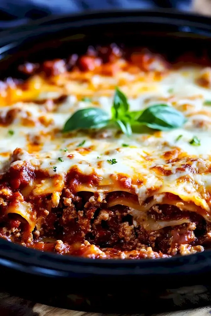 Schnelle und reichhaltige Lasagne auf einem Teller serviert.