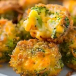 Leckere Brokkolibällchen mit Käse und Panko-Brotkrumen auf einem Teller