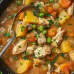 Leckeres und herzhaftes Hühnerstew in einer Schüssel serviert