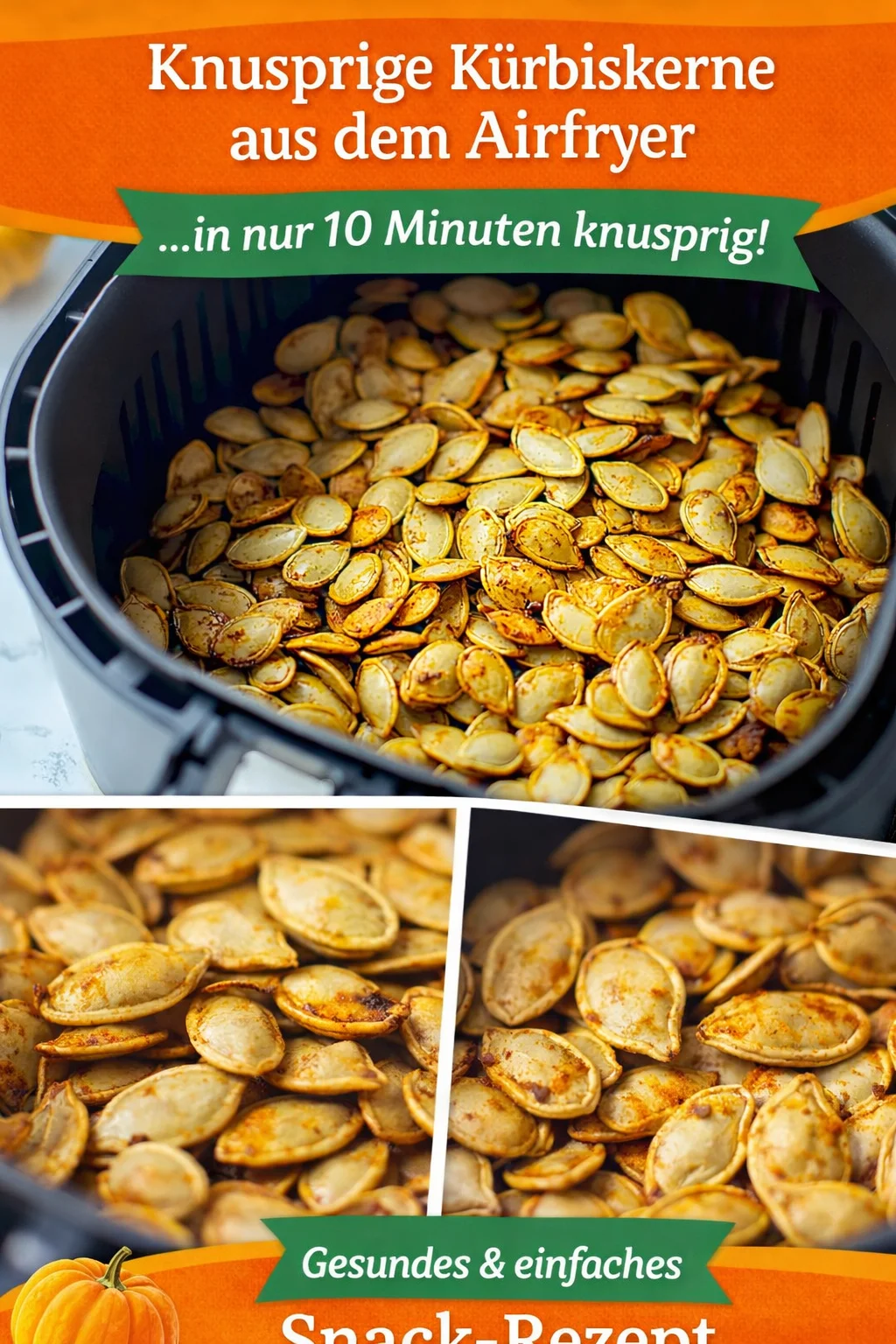 Rezept für knusprige Kürbiskerne aus dem Airfryer – der perfekte Snack - Bist du ein Fan von gesunden Snacks? Probiere unbedingt diese knusprigen Kürbiskerne aus dem Airfryer! Einfach zuzubereiten, schmackhaft und perfekt für den Fernsehabend oder einen kleinen Hunger zwischendurch. Folge der einfachen Anleitung und genieße den vollen Geschmack! Lass dir dieses Rezept nicht entgehen und teile es mit Freunden! #Kürbiskerne #AirfryerRezept #Snackideen