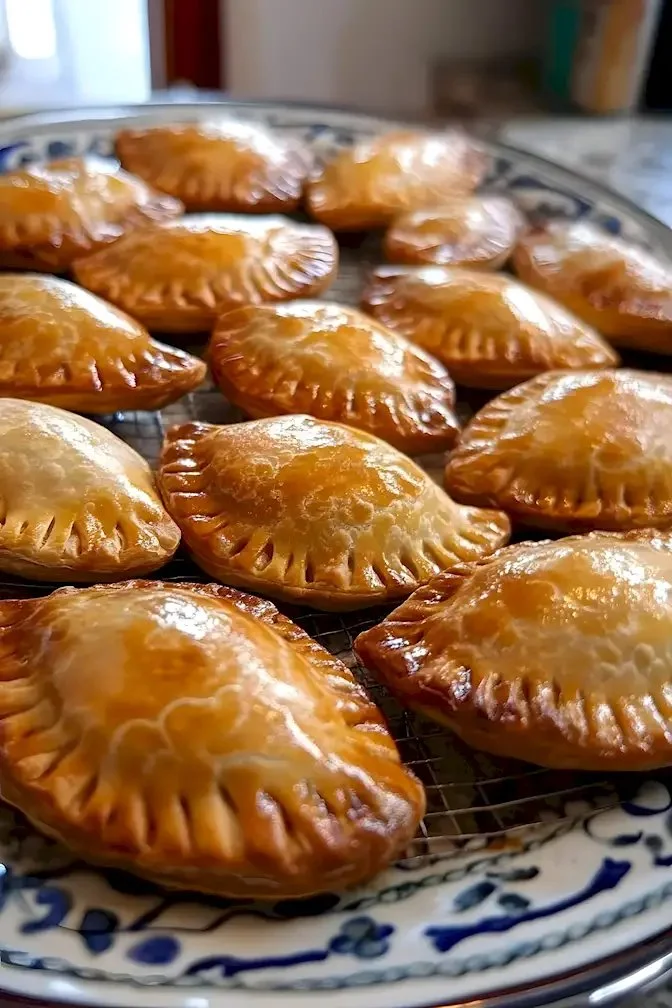 Rinderempanaden auf einem Teller, serviert mit Beilagen