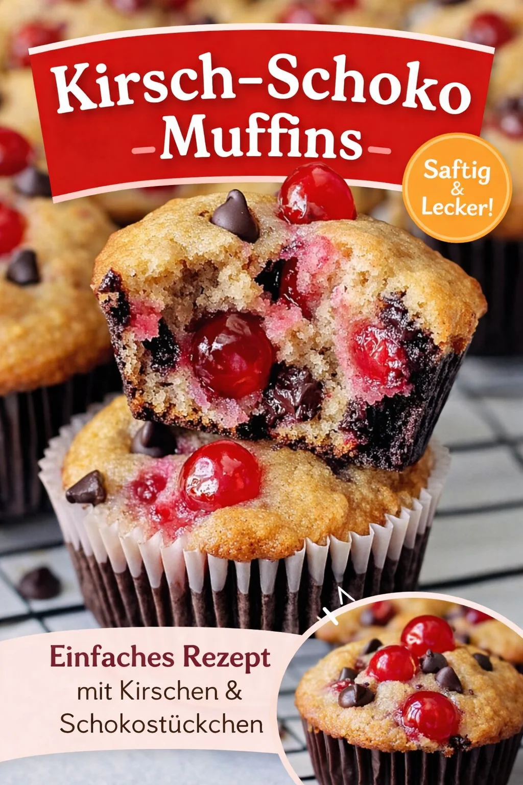 Saftige Kirschmuffins mit Schokolade – Einfache Rezeptidee für jeden Anlass - Entdecke die unwiderstehlichen saftigen Kirschmuffins mit Schokolade! Perfekt für jeden Anlass, von Geburtstagen bis zum Kaffee am Nachmittag. Folge unserem einfachen Rezept und überzeuge dich selbst von dem köstlichen Geschmack der Kirschen, kombiniert mit zarten Schokoladenstückchen. Backe jetzt los! #Kirschmuffins #Backen #Schokolade