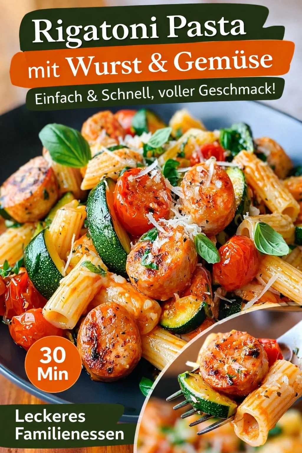 Schnelle Hähnchenbratwürste mit Zucchini, Tomaten und Pasta für dein Abendessen - Hast du Hunger auf ein schnelles und köstliches Abendessen? Probiere dieses Rezept für Hähnchenbratwürste mit frischer Zucchini, saftigen Tomaten und Pasta. In nur 30 Minuten zubereitet, wird dieses Gericht zum neuen Favoriten! Lass dich inspirieren und genieße eine gesunde Mahlzeit. Jetzt ausprobieren und Familie und Freunde beeindrucken! #Abendessen #PastaRezepte #SchnelleRezepte