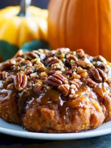 Karotten-Pecan-Kürbis-Pull-Aparts auf einem Teller, perfekt für den Herbsttag