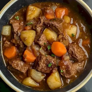 Ultimatives Rindfleischgericht mit aromatischen Zutaten und Beilage.